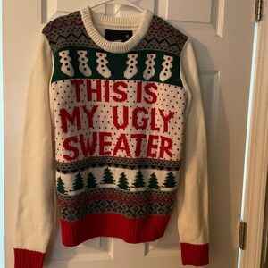 American Stitch Festive Sweater with Green and Red Accents